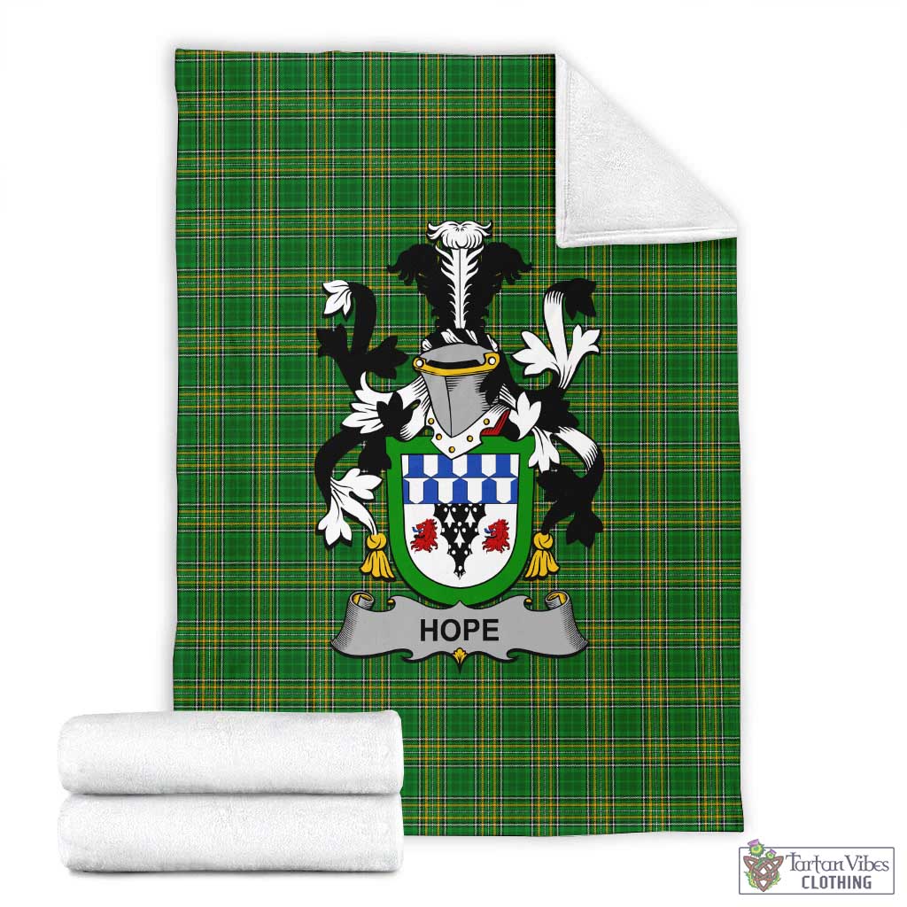 Hope Irish Clan Tartan Blanket with Coat of Arms X-Large 59 x 79 inches 150 x 200 cm - Tartan Vibes Clothing