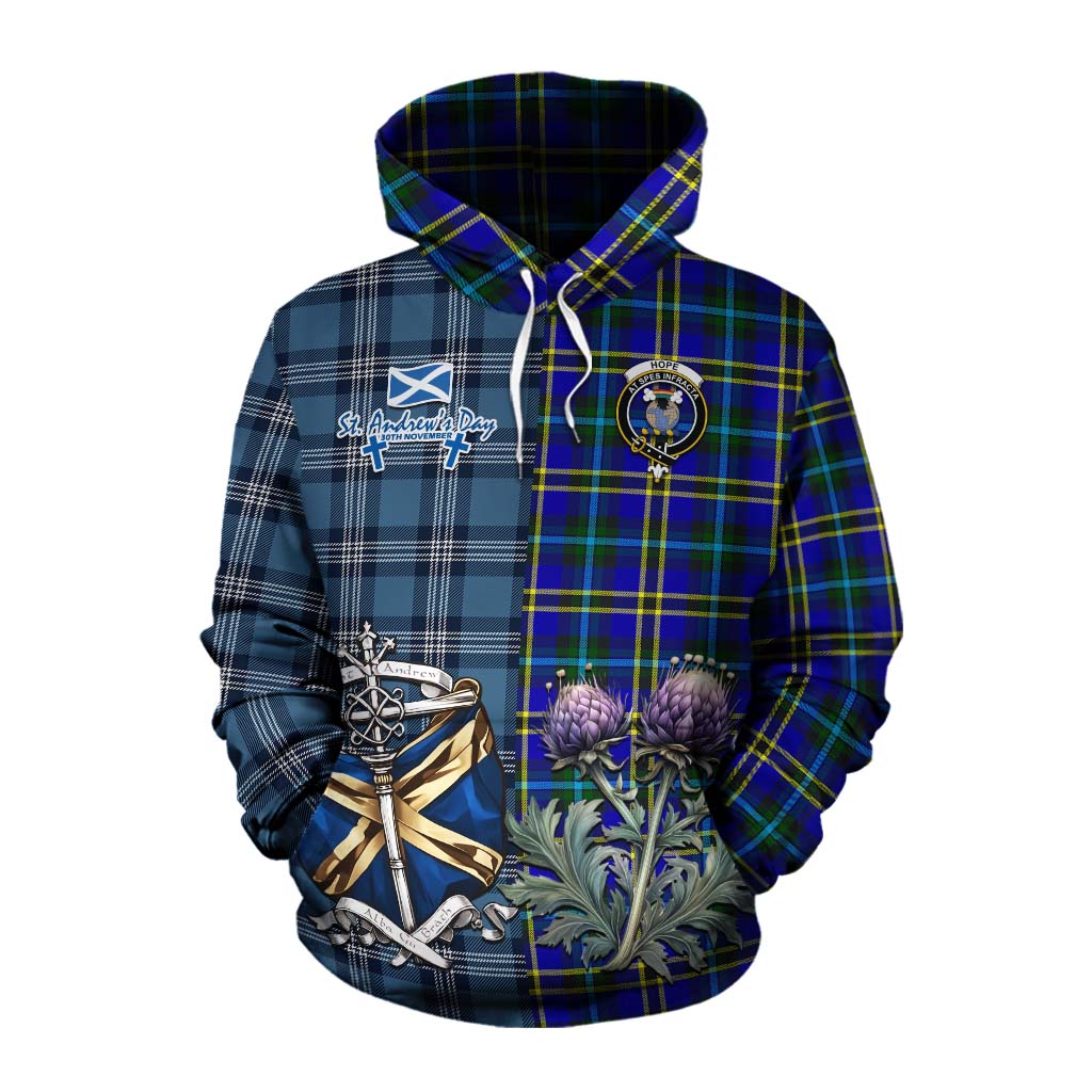 Tartan Vibes Clothing Hope Tartan Cotton Hoodie Happy St. Andrew's Day Half Tartan Style