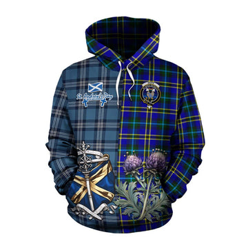 Tartan Vibes Clothing Hope Tartan Cotton Hoodie Happy St. Andrew's Day Half Tartan Style