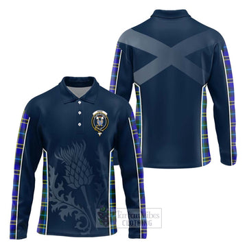 Tartan Vibes Clothing Hope Tartan Long Sleeve Polo Shirt with Family Crest and Scottish Thistle Vibes Sport Style