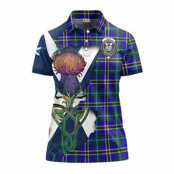 Hope Tartan Family Crest Women's Polo Shirt Scottish Thistle Celtic Inspired