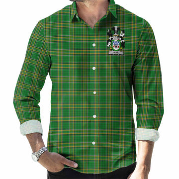Hope Irish Clan Tartan Long Sleeve Button Up with Coat of Arms Men's Shirt - Tartan Vibes Clothing