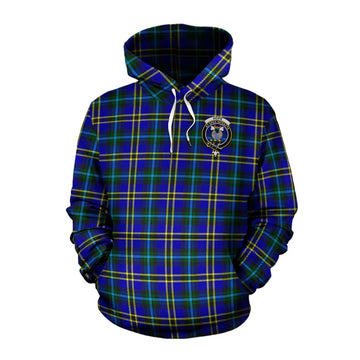 Tartan Vibes Clothing Hope Tartan Cotton Hoodie with Family Crest Celtic Skull Style