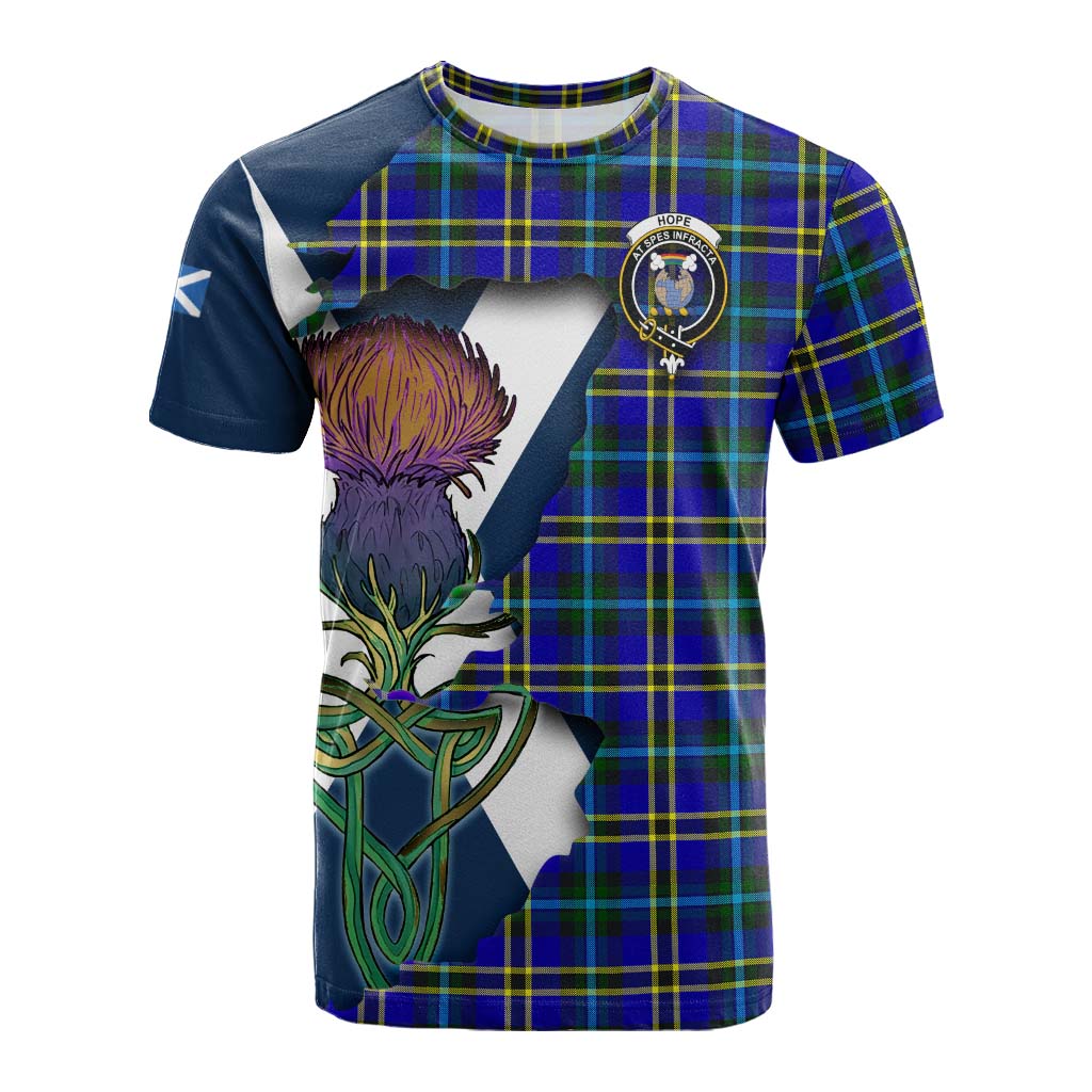 Tartan Vibes Clothing Hope Tartan Family Crest Cotton T-shirt Scottish Thistle Celtic Inspired