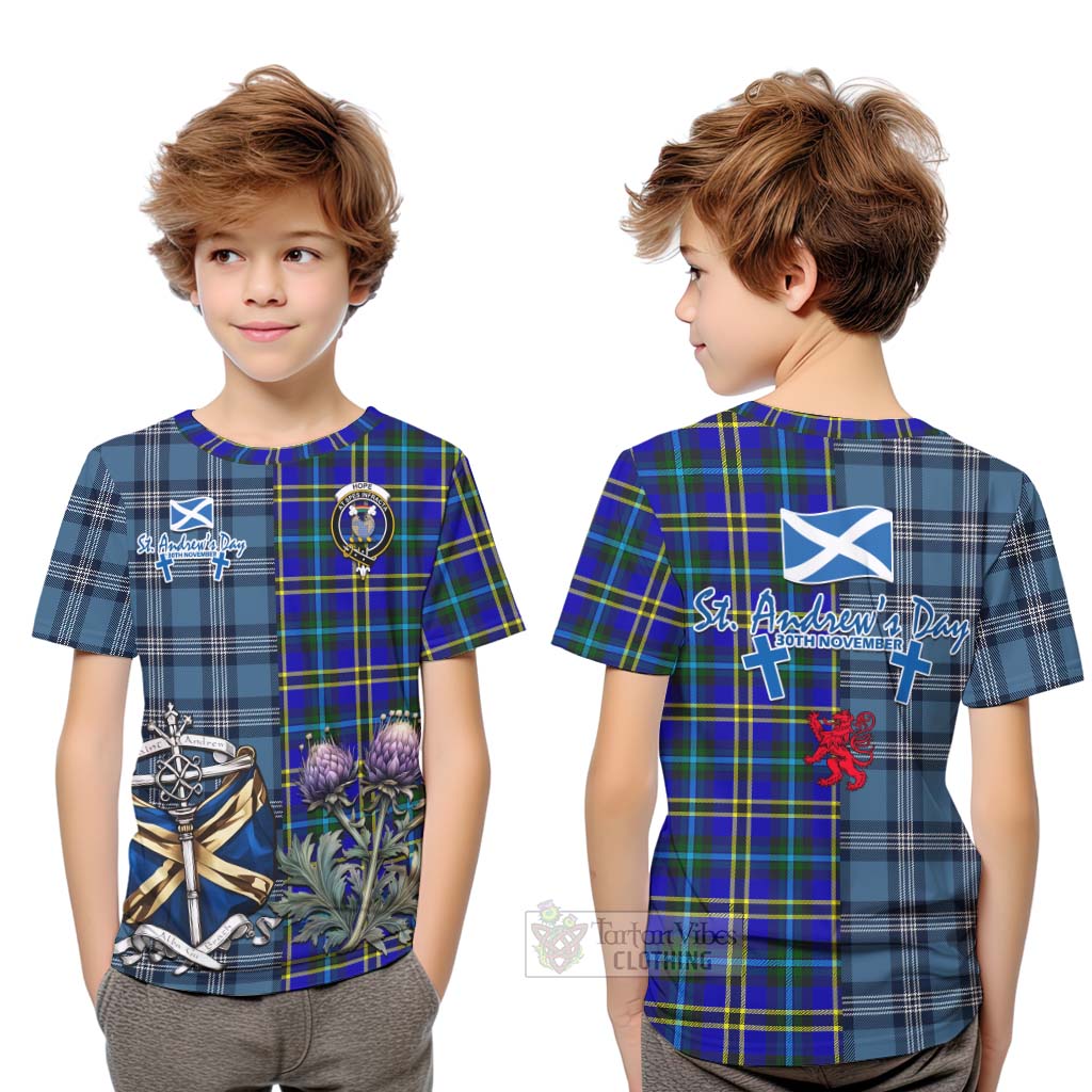 Tartan Vibes Clothing Hope Tartan Kid T-Shirt Happy St. Andrew's Day Half Tartan Style