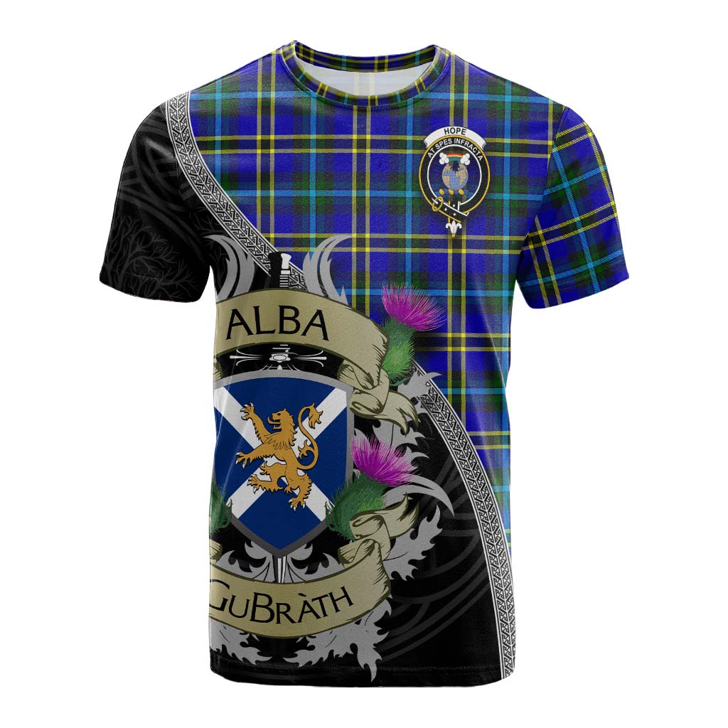Tartan Vibes Clothing Hope Tartan Family Crest Cotton T-shirt Lion Rampant Royal Thistle Shield Celtic Inspired
