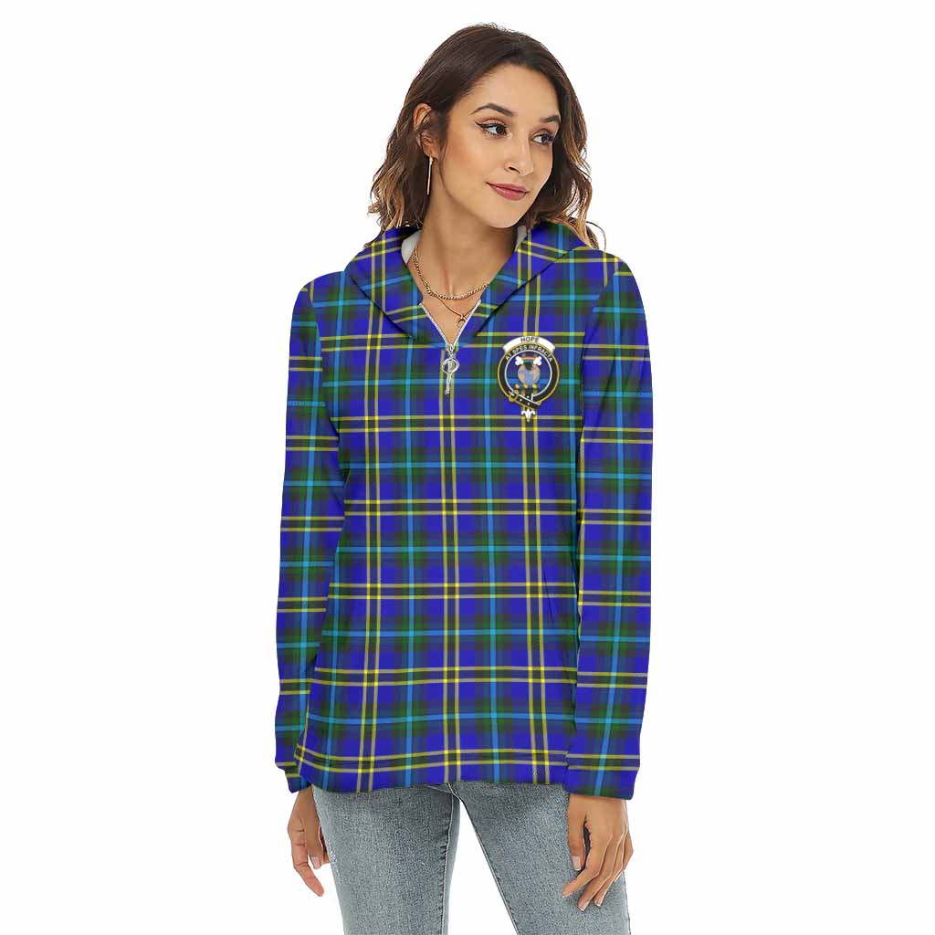 Tartan Vibes Clothing Hope Tartan Crest Women's Borg  Half Zip Fleece Hoodie