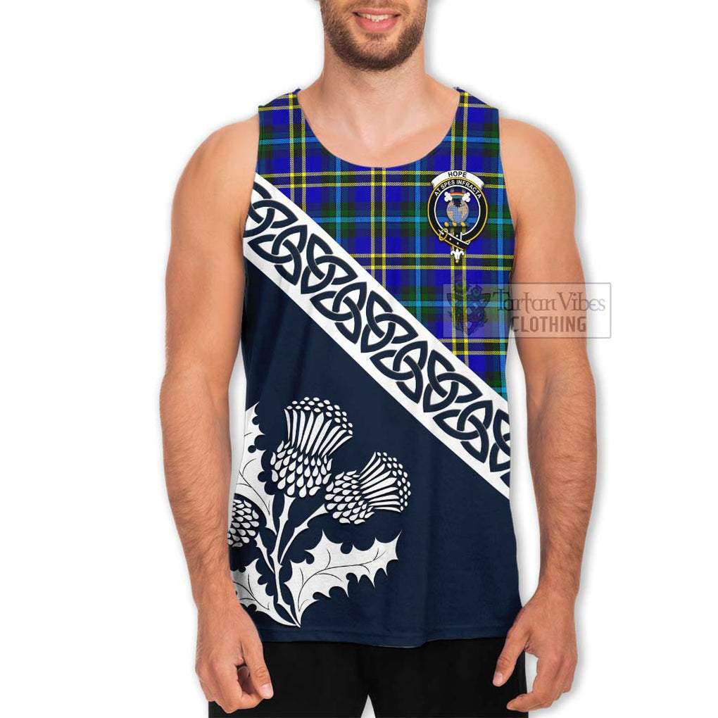 Tartan Vibes Clothing Hope Tartan Men's Tank Top Featuring Thistle and Scotland Map