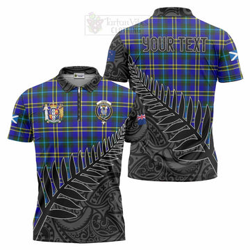 Tartan Vibes Clothing Hope Crest Tartan Zipper Polo Shirt with New Zealand Silver Fern Half Style