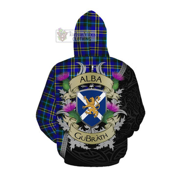 Tartan Vibes Clothing Hope Tartan Family Crest Cotton Hoodie Lion Rampant Royal Thistle Shield Celtic Inspired