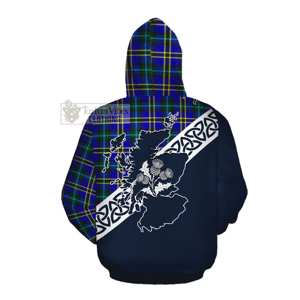 Tartan Vibes Clothing Hope Tartan Cotton Hoodie Featuring Thistle and Scotland Map