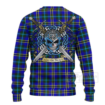 Tartan Vibes Clothing Hope Tartan Knitted Sweater with Family Crest Celtic Skull Style