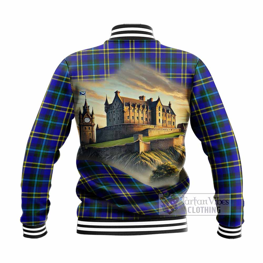 Tartan Vibes Clothing Hope Tartan Family Crest Baseball Jacket with Scottish Ancient Castle Style