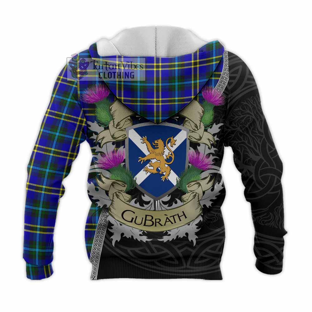 Tartan Vibes Clothing Hope Tartan Family Crest Knitted Hoodie Lion Rampant Royal Thistle Shield Celtic Inspired