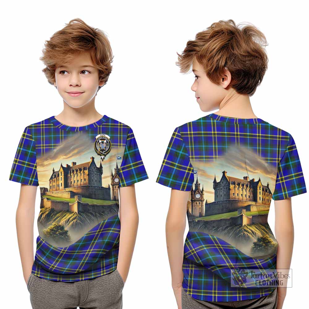 Tartan Vibes Clothing Hope Tartan Family Crest Kid T-Shirt with Scottish Ancient Castle Style