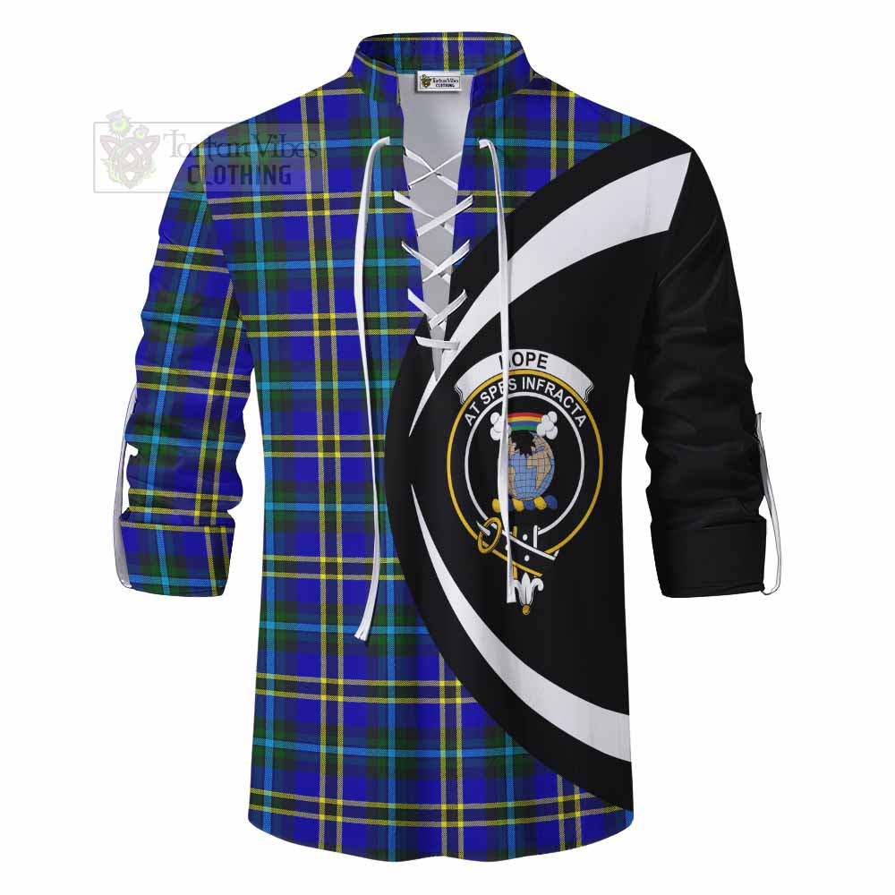 Tartan Vibes Clothing Hope Tartan Ghillie Kilt Shirt with Family Crest Circle Style