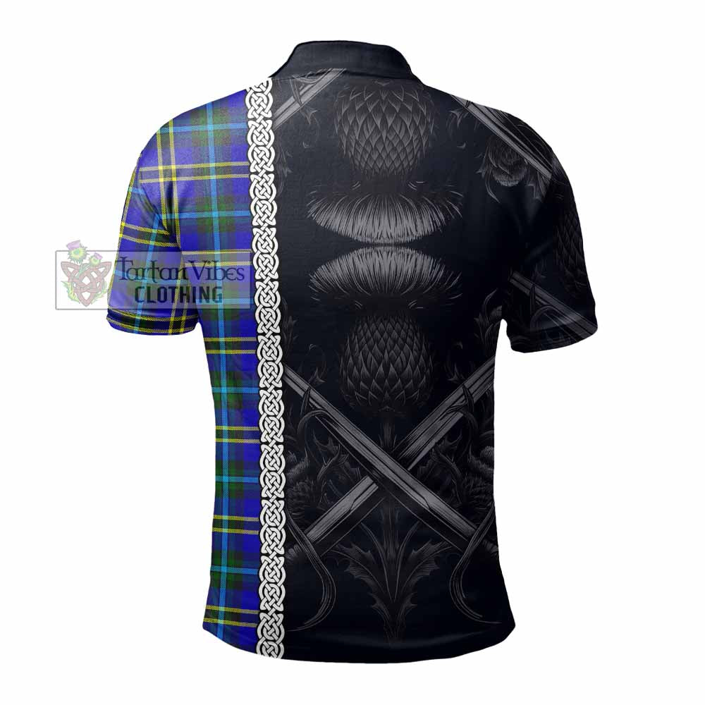 Tartan Vibes Clothing Hope Tartan Polo Shirt with Family Crest Cross Sword Thistle Celtic Vibes