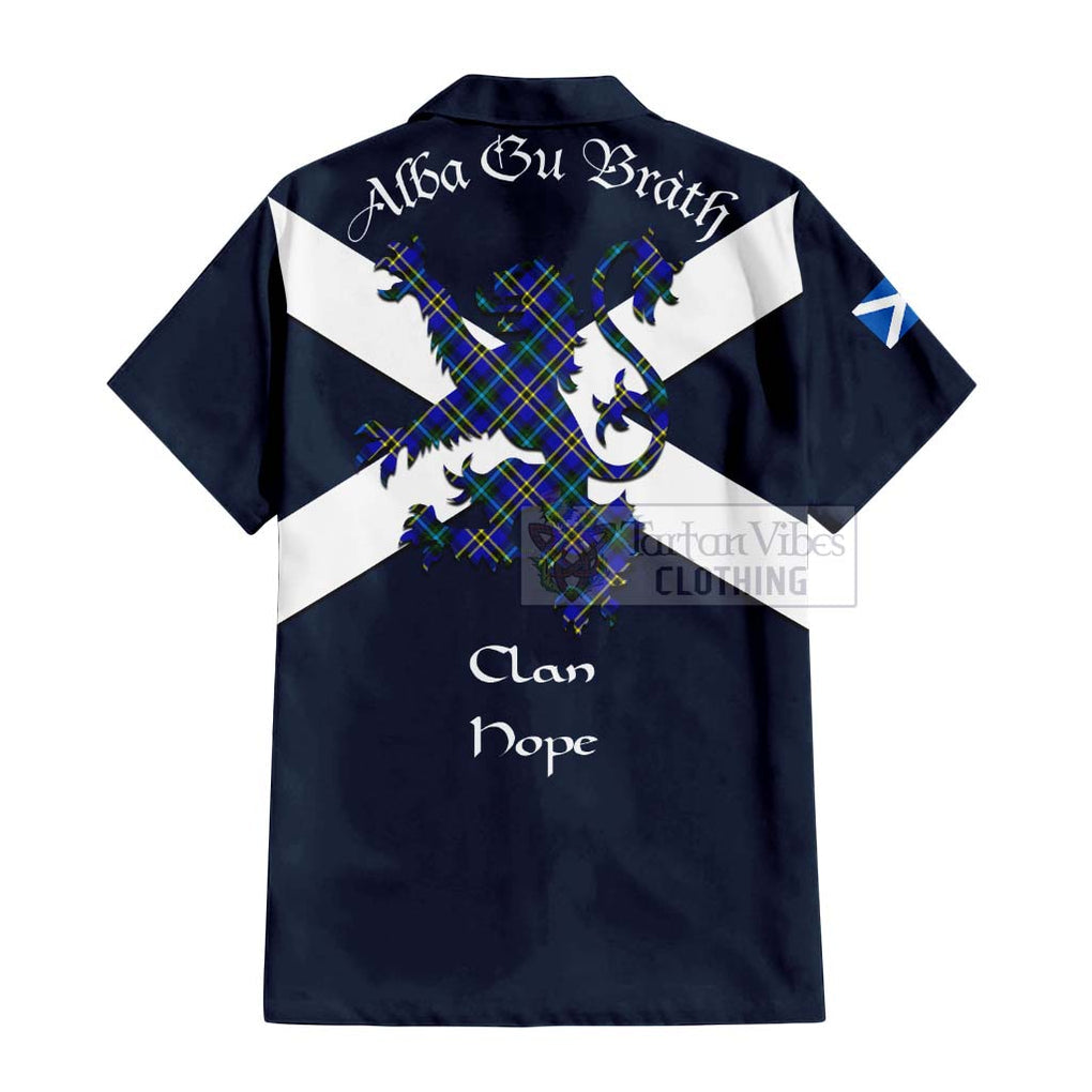 Tartan Vibes Clothing Hope Tartan Lion Rampant Short Sleeve Button Shirt – Proudly Display Your Heritage with Alba Gu Brath and Clan Name