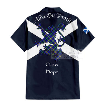 Tartan Vibes Clothing Hope Tartan Lion Rampant Short Sleeve Button Shirt – Proudly Display Your Heritage with Alba Gu Brath and Clan Name
