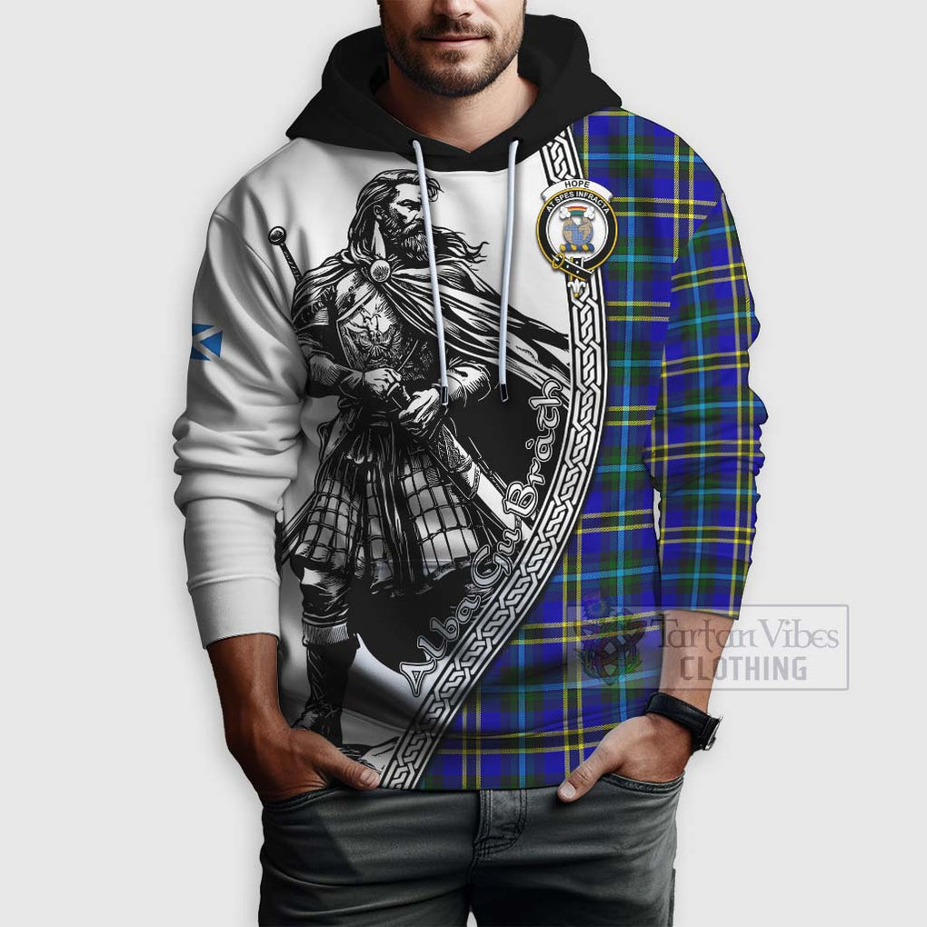 Tartan Vibes Clothing Hope Tartan Clan Crest Hoodie with Highlander Warrior Celtic Style