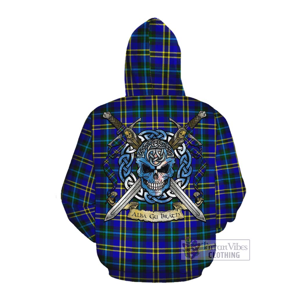 Tartan Vibes Clothing Hope Tartan Cotton Hoodie with Family Crest Celtic Skull Style