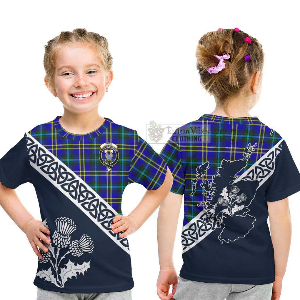 Tartan Vibes Clothing Hope Tartan Kid T-Shirt Featuring Thistle and Scotland Map