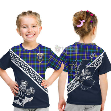 Tartan Vibes Clothing Hope Tartan Kid T-Shirt Featuring Thistle and Scotland Map