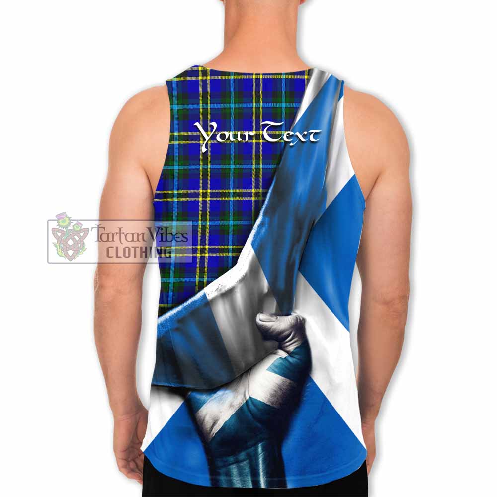 Tartan Vibes Clothing Hope Tartan Men's Tank Top with Family Crest Scotland Patriotic Style