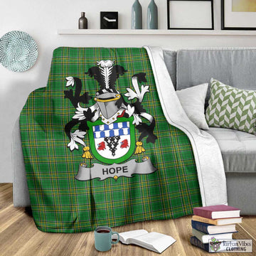 Tartan Vibes Clothing Hope Irish Clan Tartan Blanket with Coat of Arms