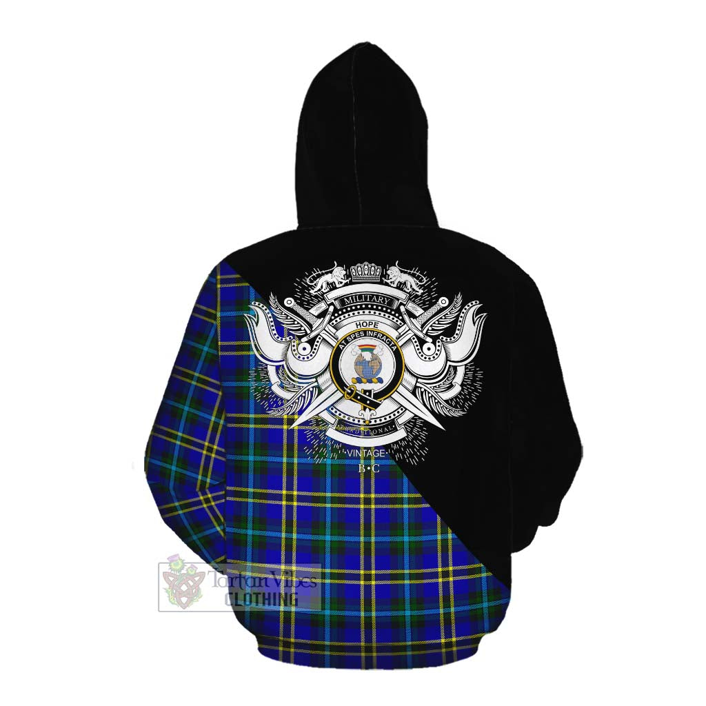 Tartan Vibes Clothing Hope Tartan Cotton Hoodie with Family Crest and Military Logo Style