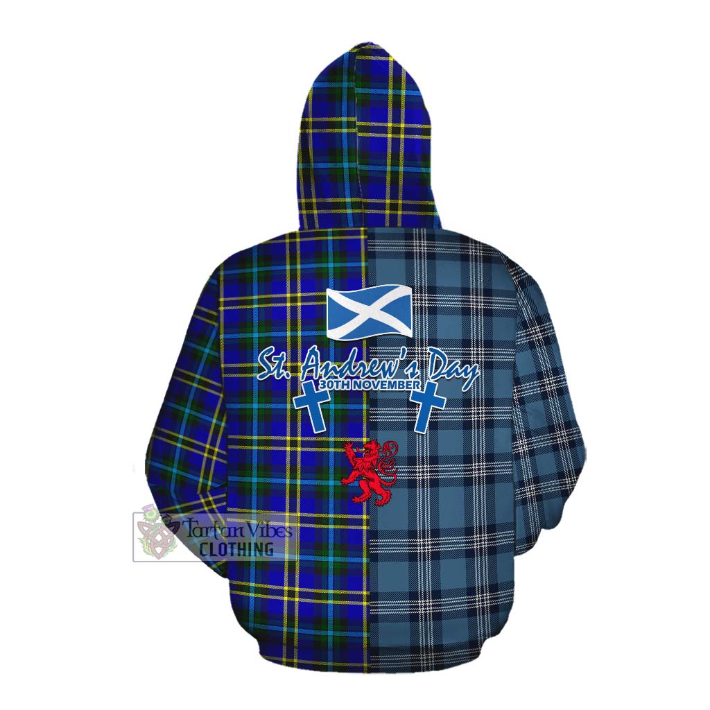 Tartan Vibes Clothing Hope Tartan Cotton Hoodie Happy St. Andrew's Day Half Tartan Style
