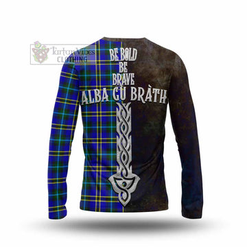 Hope Tartan Family Crest Long Sleeve T-Shirt Alba Gu Brath Be Brave Lion Ancient Style