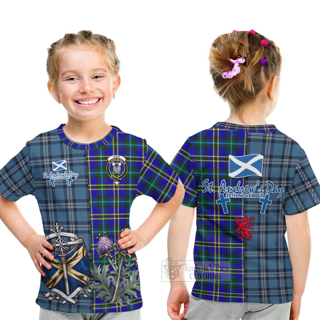 Tartan Vibes Clothing Hope Tartan Kid T-Shirt Happy St. Andrew's Day Half Tartan Style