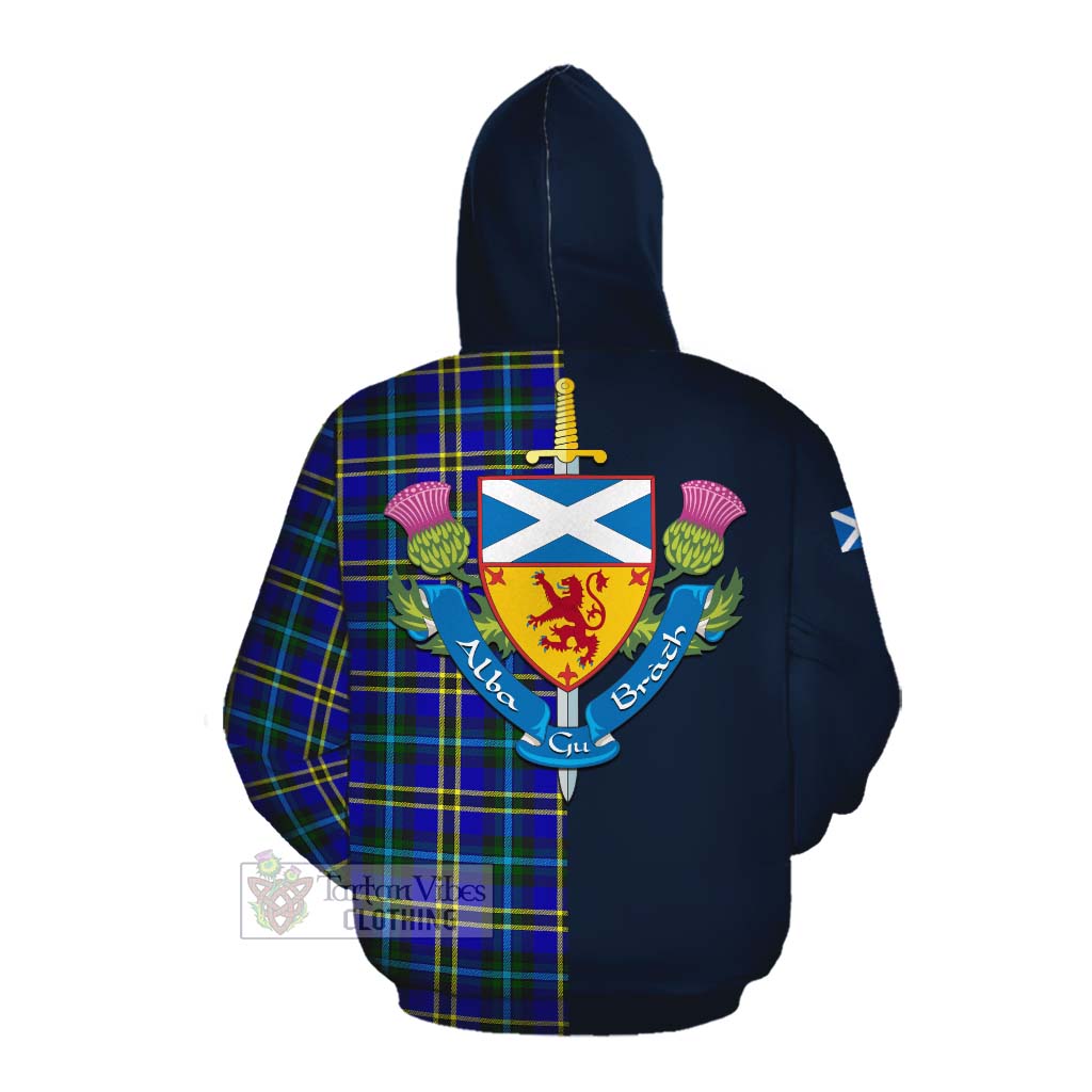 Tartan Vibes Clothing Hope Tartan Cotton Hoodie Alba with Scottish Lion Royal Arm Half Style