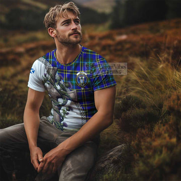 Tartan Vibes Clothing Hope Agnew Tartan T-Shirt with Family Crest and St. Andrew's Cross Accented by Thistle Vines