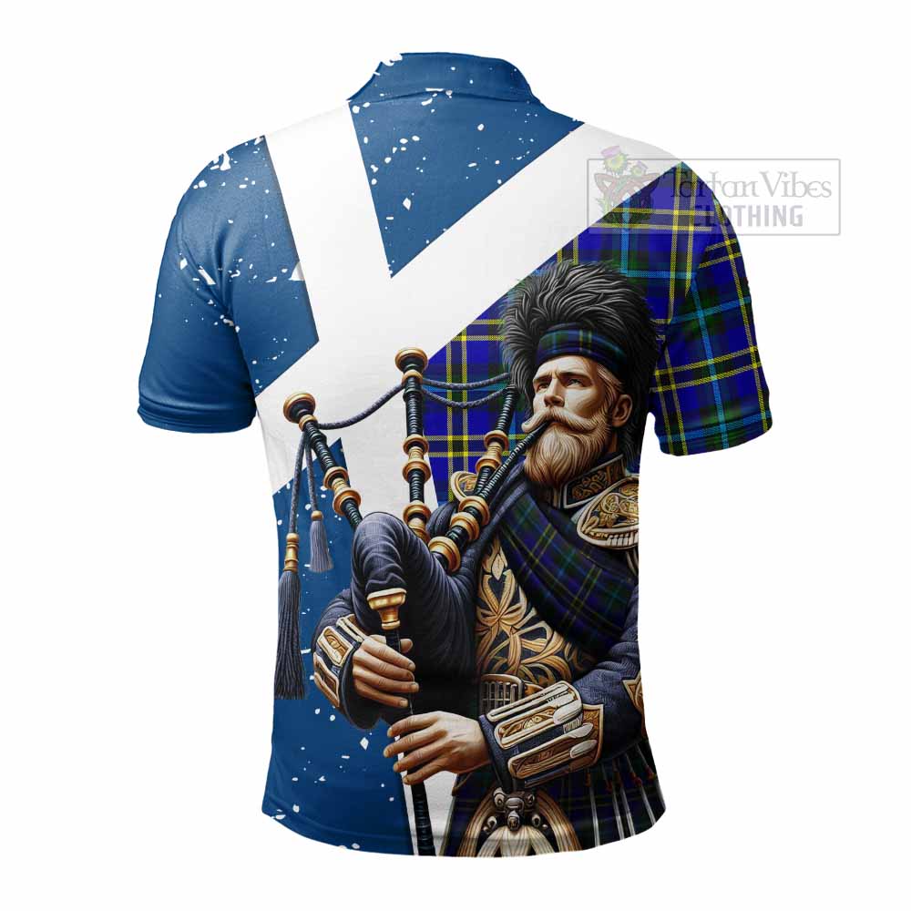 Tartan Vibes Clothing Hope Tartan Polo Shirt with Family Crest Scottish Bagpiper Vibes