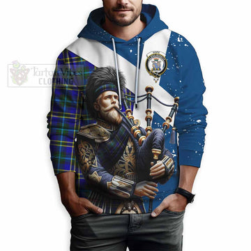 Hope Tartan Hoodie with Family Crest Scottish Bagpiper Vibes