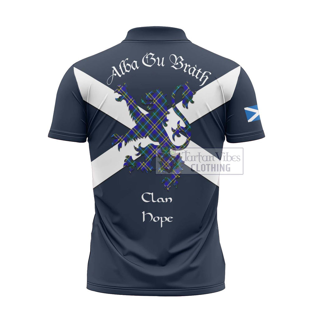 Tartan Vibes Clothing Hope Tartan Lion Rampant Zipper Polo Shirt – Proudly Display Your Heritage with Alba Gu Brath and Clan Name