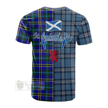 Tartan Vibes Clothing Hope Tartan Cotton T-shirt Happy St. Andrew's Day Half Tartan Style