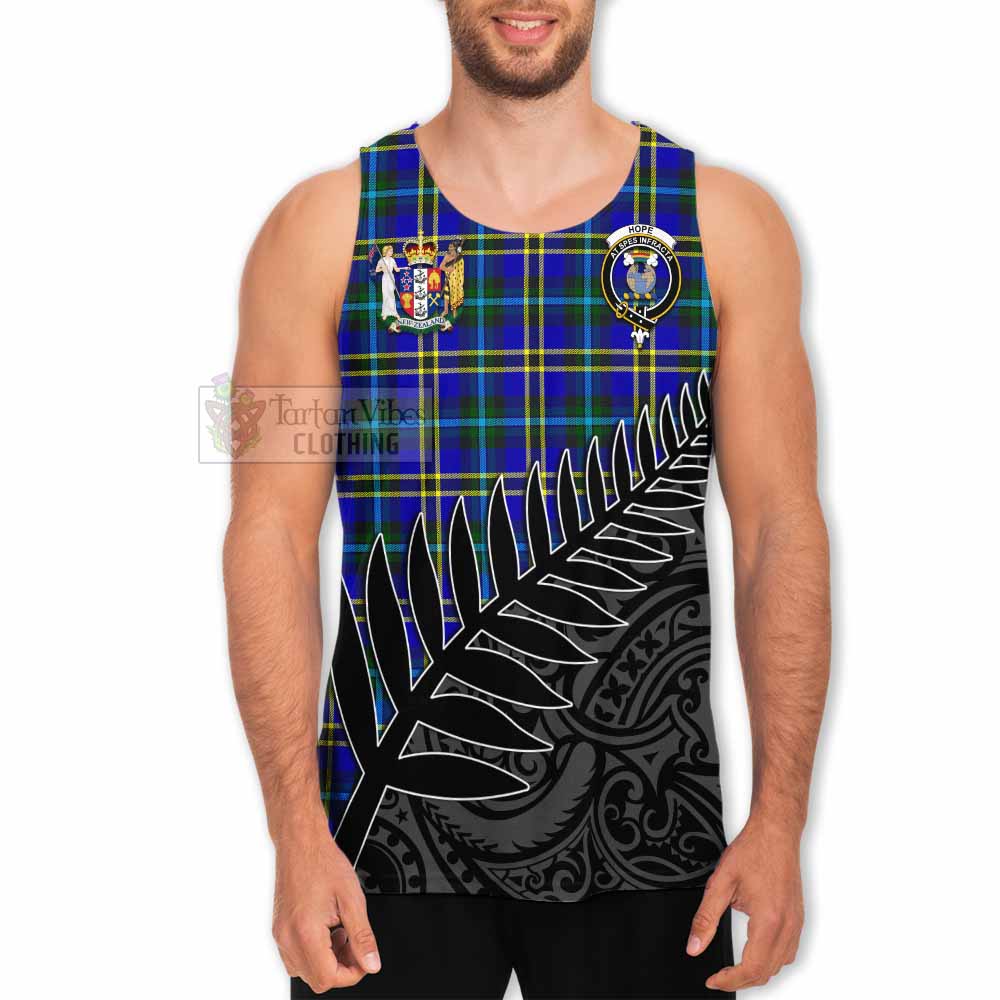 Tartan Vibes Clothing Hope Crest Tartan Men's Tank Top with New Zealand Silver Fern Half Style