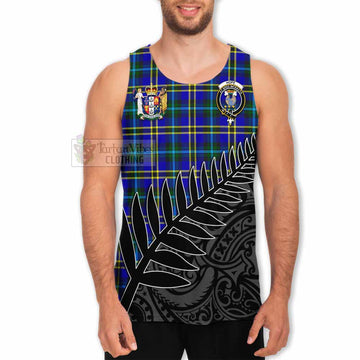 Tartan Vibes Clothing Hope Crest Tartan Men's Tank Top with New Zealand Silver Fern Half Style