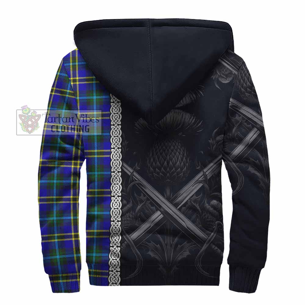 Tartan Vibes Clothing Hope Tartan Sherpa Hoodie with Family Crest Cross Sword Thistle Celtic Vibes