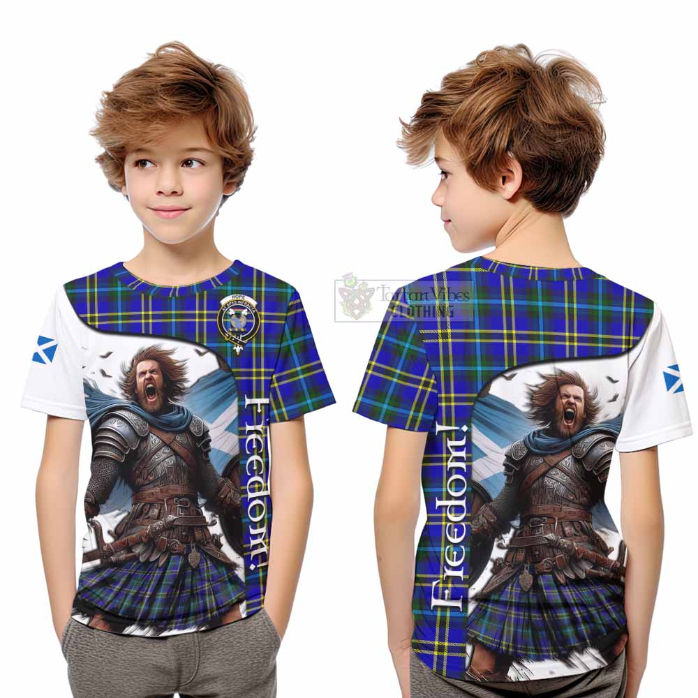 Tartan Vibes Clothing Hope Crest Tartan Kid T-Shirt Inspired by the Freedom of Scottish Warrior