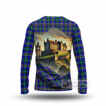 Tartan Vibes Clothing Hope Tartan Family Crest Long Sleeve T-Shirt with Scottish Ancient Castle Style