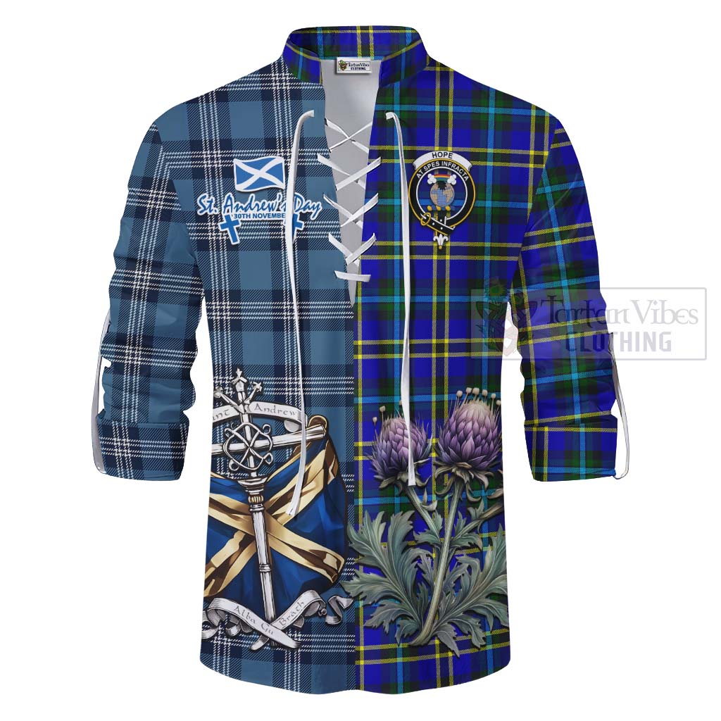 Tartan Vibes Clothing Hope Tartan Ghillie Kilt Shirt Happy St. Andrew's Day Half Tartan Style