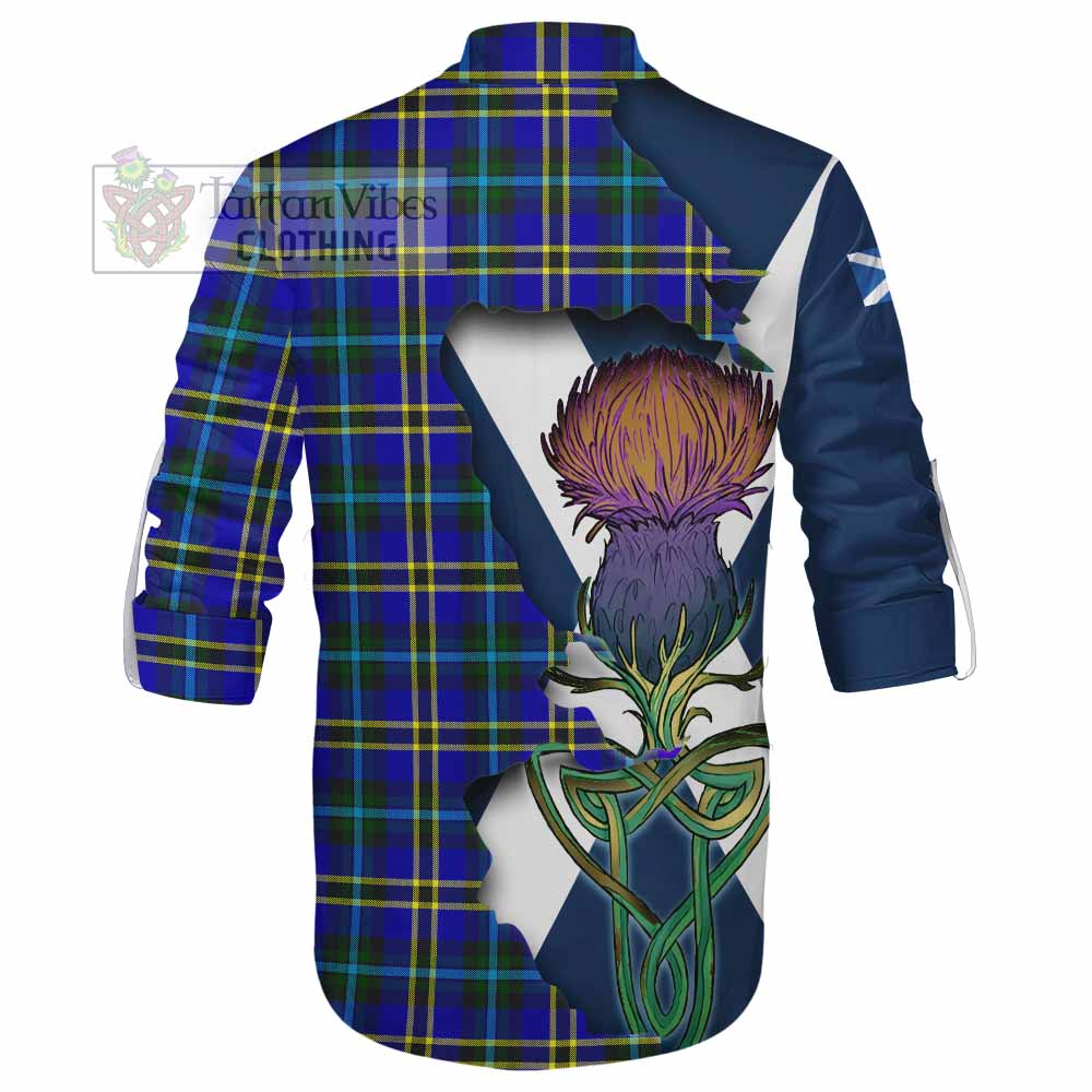 Tartan Vibes Clothing Hope Tartan Family Crest Ghillie Kilt Shirt Scottish Thistle Celtic Inspired