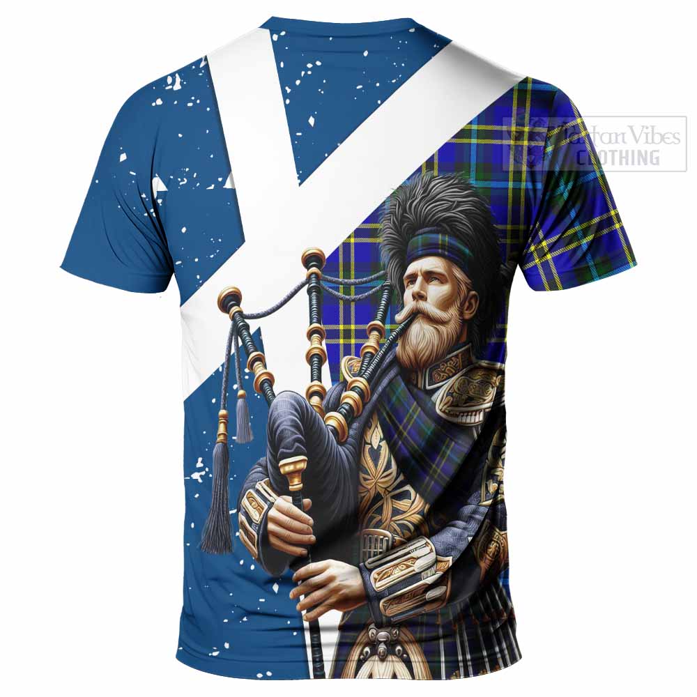Tartan Vibes Clothing Hope Tartan T-Shirt with Family Crest Scottish Bagpiper Vibes