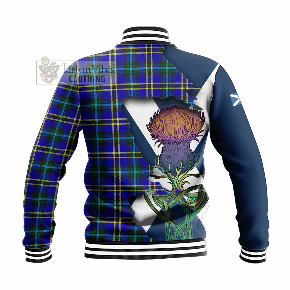 Tartan Vibes Clothing Hope Tartan Family Crest Baseball Jacket Scottish Thistle Celtic Inspired