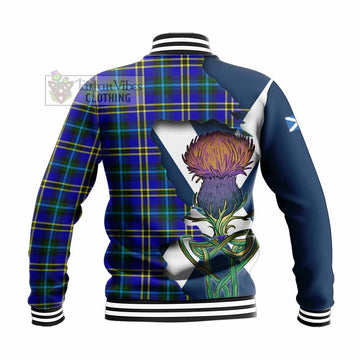 Tartan Vibes Clothing Hope Tartan Family Crest Baseball Jacket Scottish Thistle Celtic Inspired