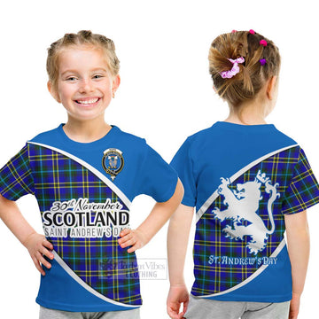Tartan Vibes Clothing Hope Family Crest Tartan Kid T-Shirt Celebrate Saint Andrew's Day in Style